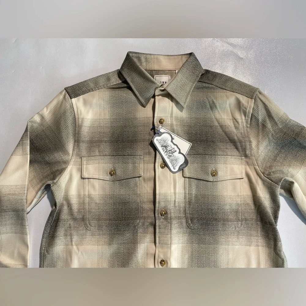NEW Size S Mens Rowm Long Sleeve Button Down Shirt Polyester Blend Beige $80